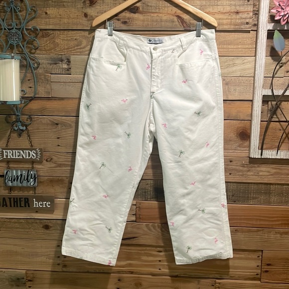 Columbia Pants - Columbia Pants Capri Palm Tree Flamingo